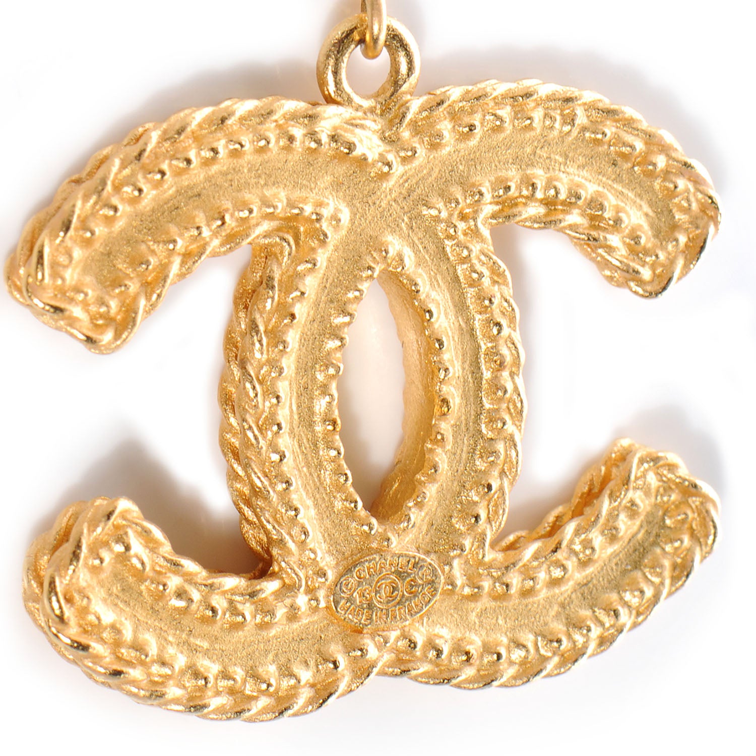 Chanel CC Drop Earrings Matte Gold 4 of 5