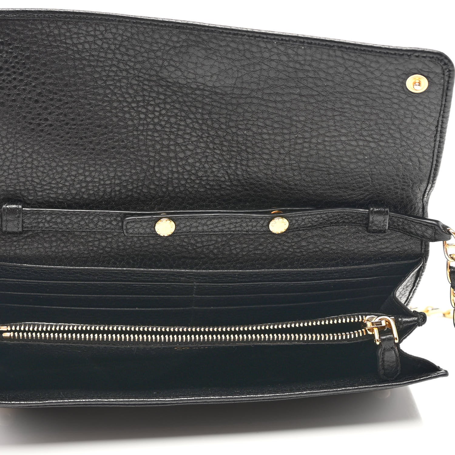 Prada Vitello Daino Chain Wallet Black 5 of 10