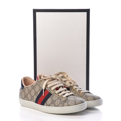 Gucci GG Supreme Monogram Womens Ace Low-Top Sneaker 38 Beige 11 of 11