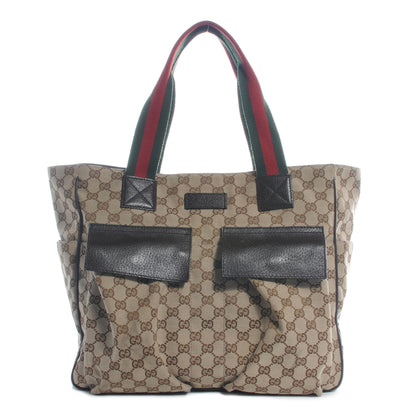 Gucci GG Monogram Medium Web Handle Double Pocket Tote Brown 1 of 7