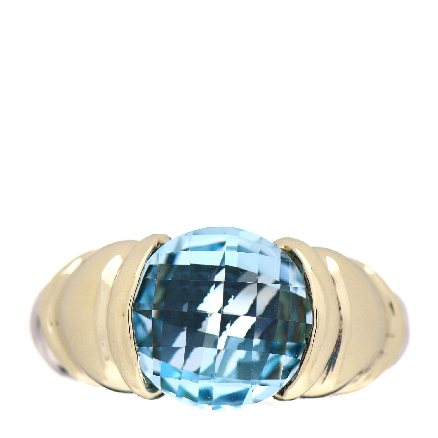 David Yurman Sterling Silver 14K Yellow Gold Blue Topaz Cable Capri Ring 51 5.75 1 of 5