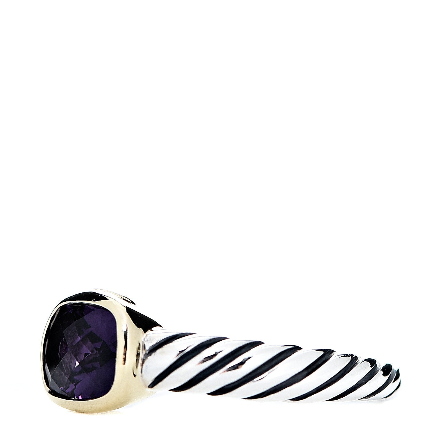 David Yurman Sterling Silver 18K Yellow Gold Amethyst 8mm Noblesse Ring 54 6.75 2 of 5