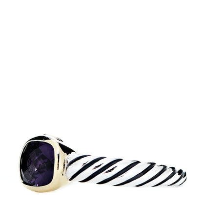 David Yurman Sterling Silver 18K Yellow Gold Amethyst 8mm Noblesse Ring 54 6.75 2 of 5