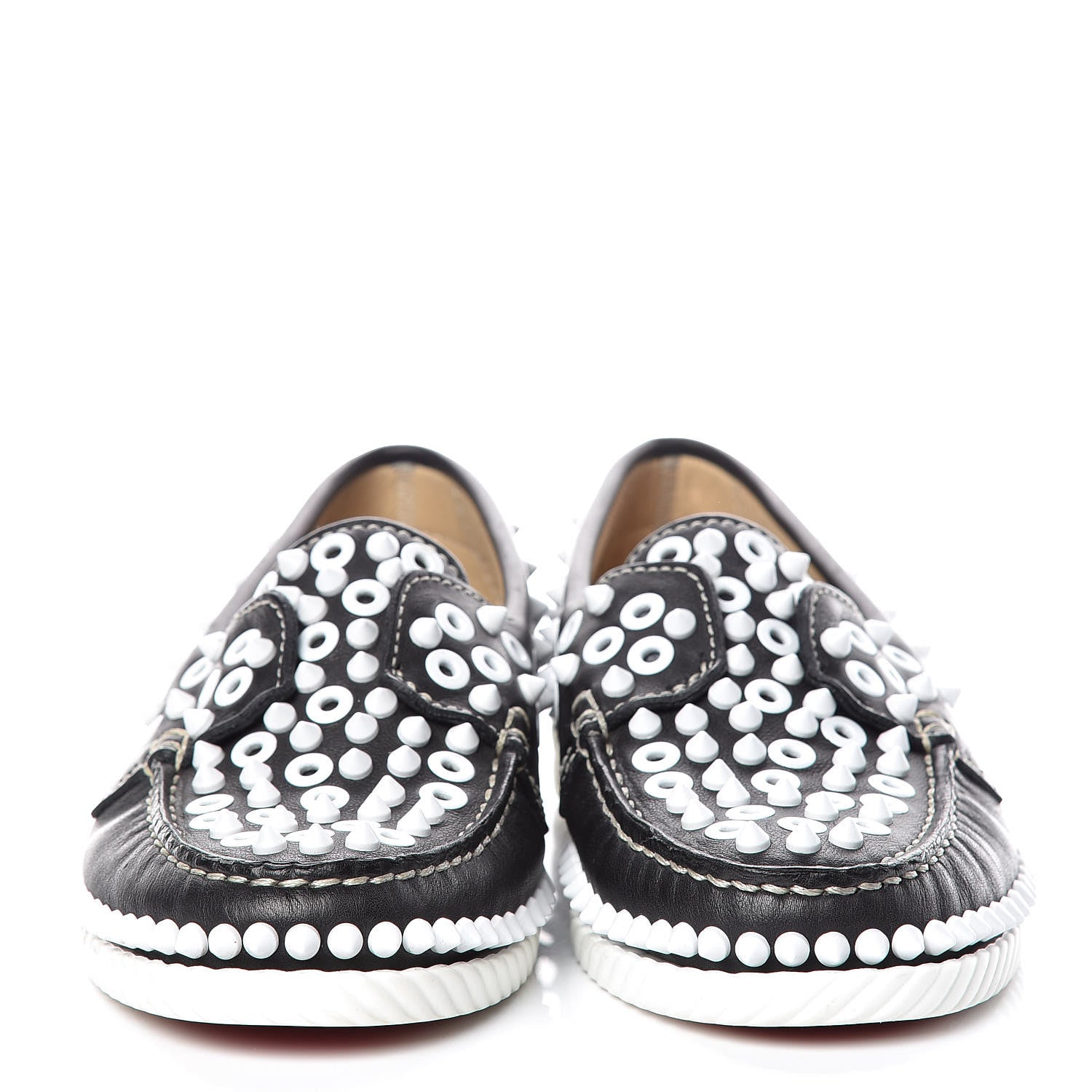 Christian Louboutin Calfskin Yacht Spikes Loafers 37 Black 2 of 8