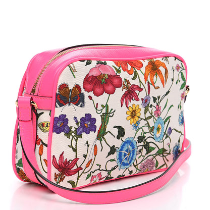 Gucci Canvas Flora Floral Shoulder Bag White Fuchsia Fluo 2 of 8
