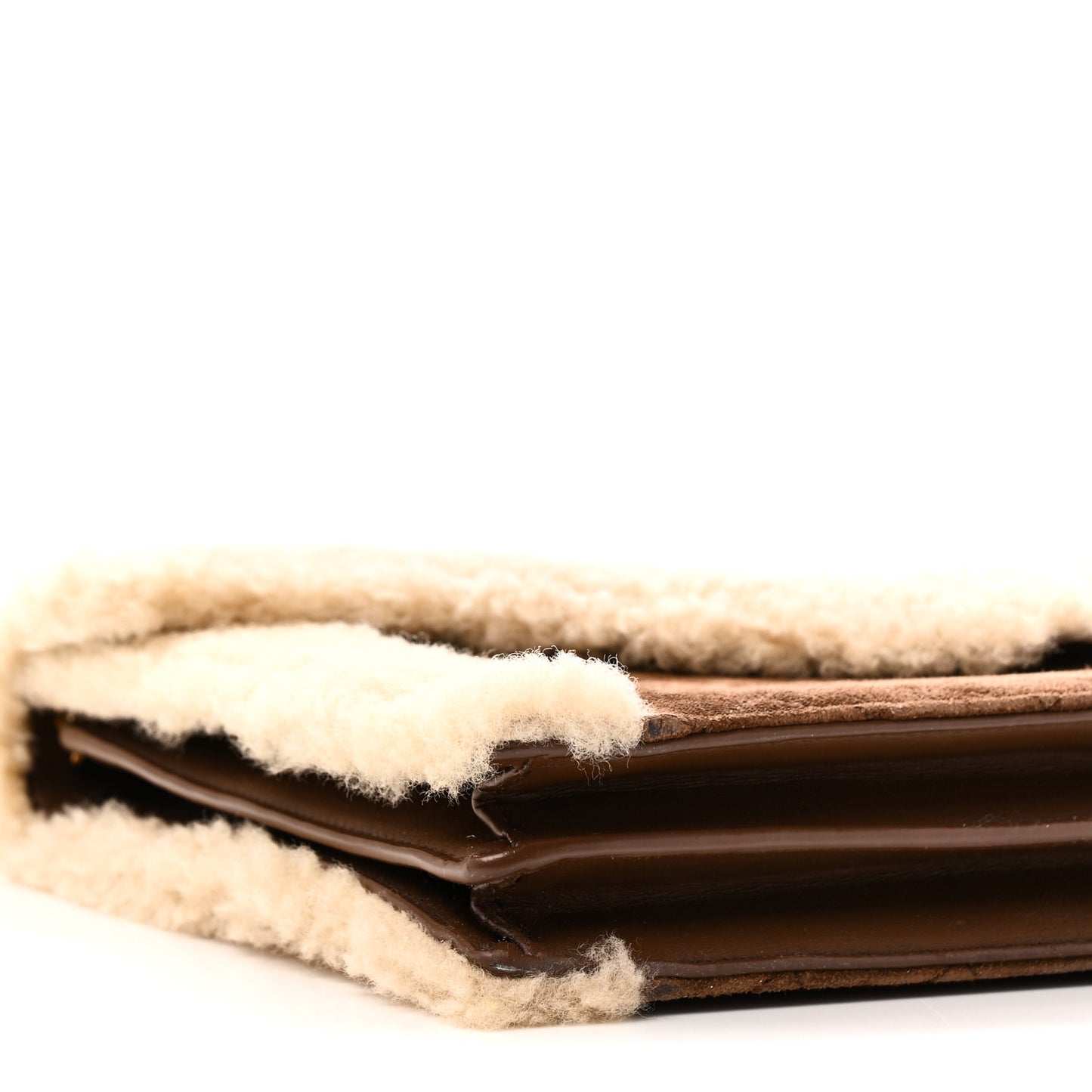 Nubuck Shearling Quilted Medium Gaby Satchel Natural Tan