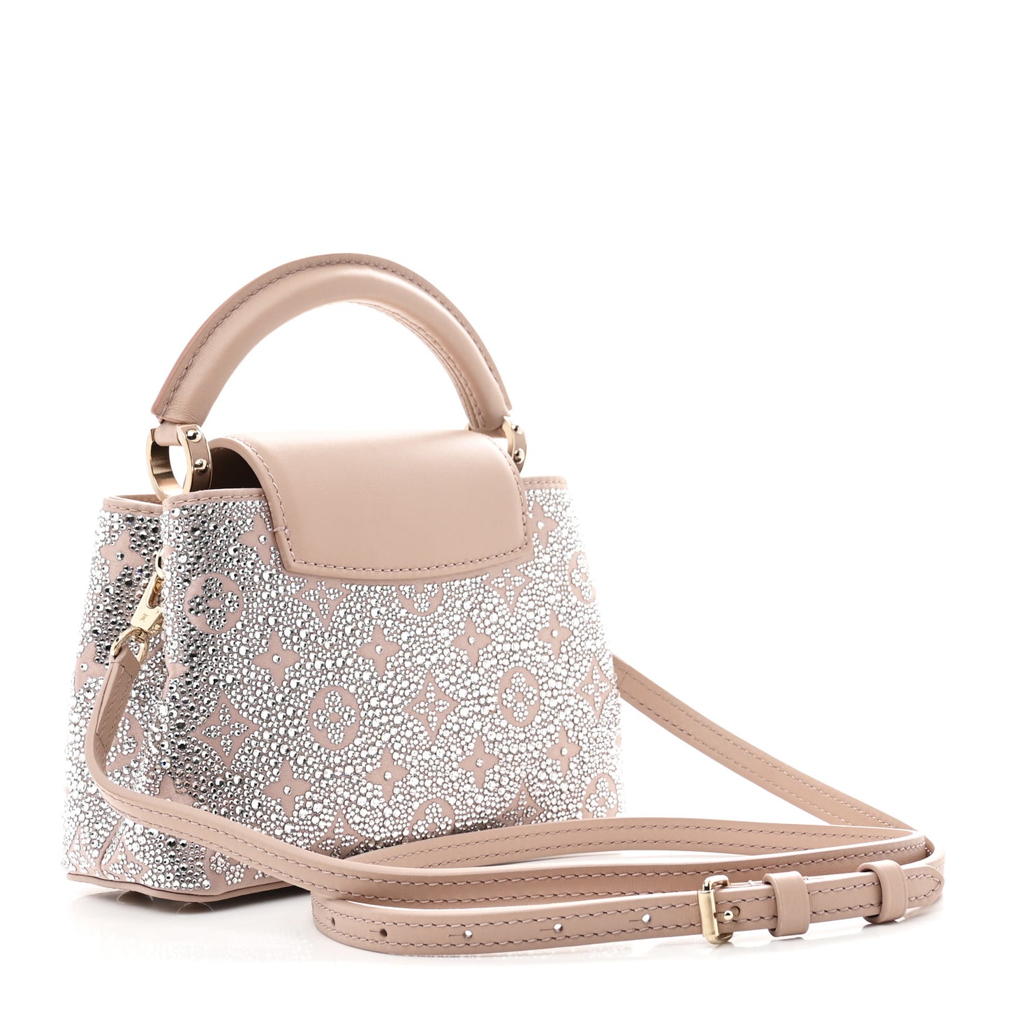 Calfskin Satin Swarovski Crystal Mini Capucines Desert Sand