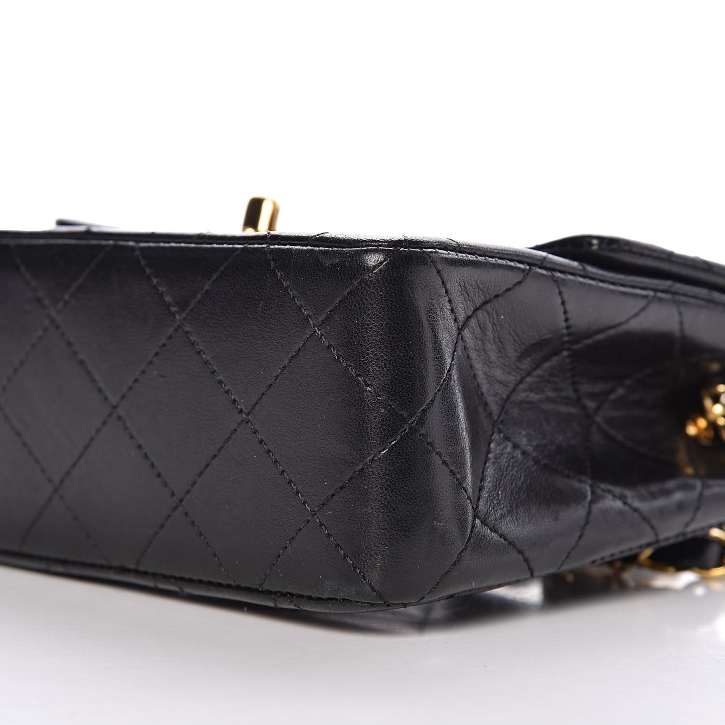 Lambskin Quilted Mini Square Flap Black