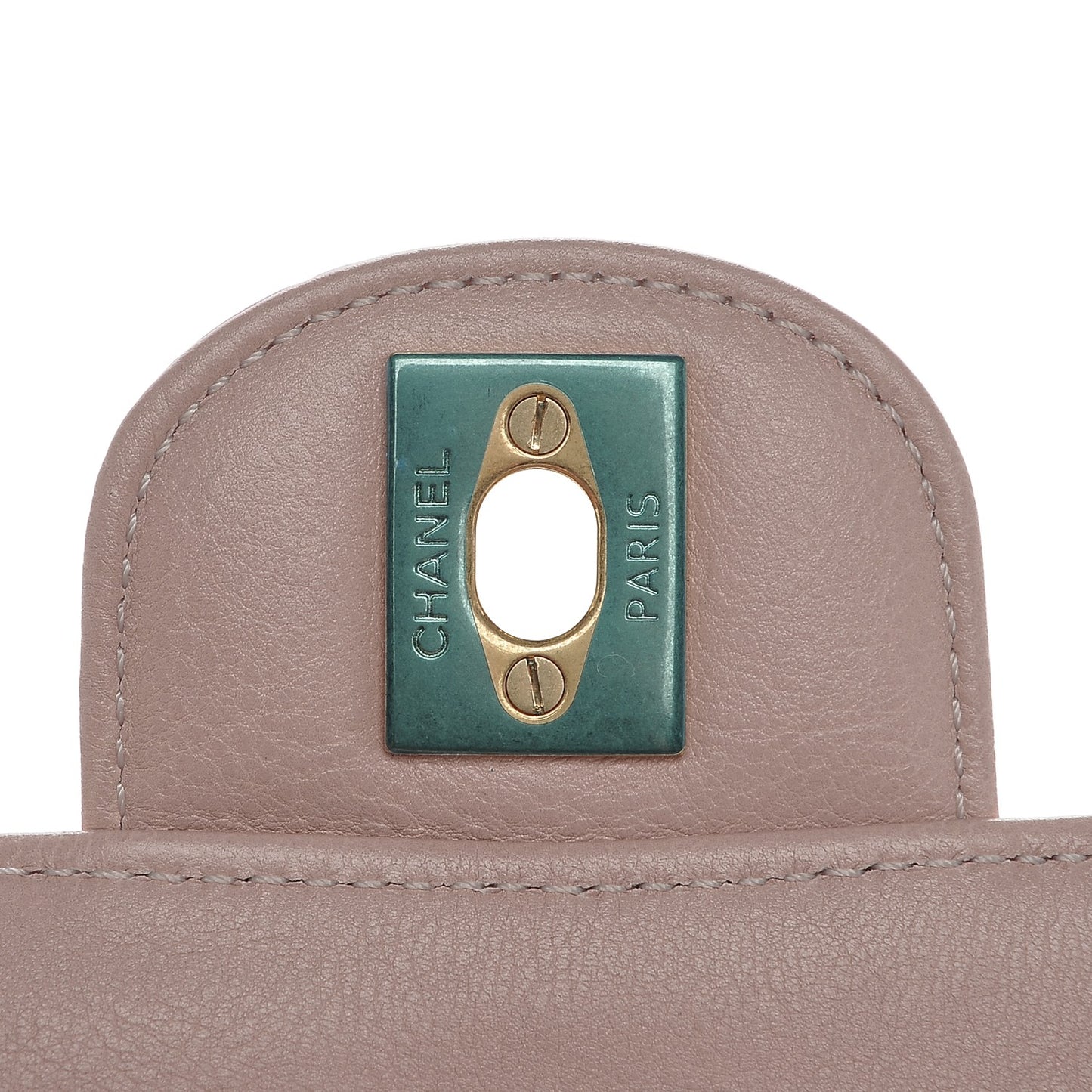 Calfskin Chevron Quilted Mini Rectangular Flap Light Pink