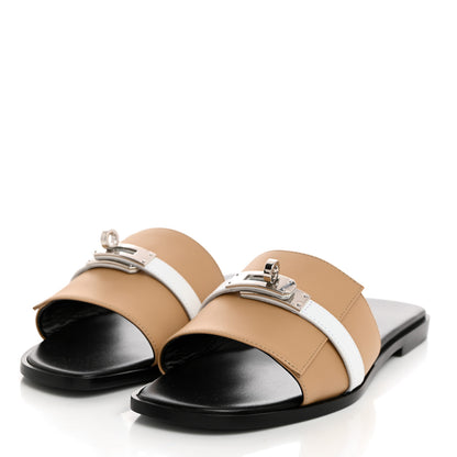 Hermes Calfskin Giulia Sandals 37.5 Biscuit White 3 of 9