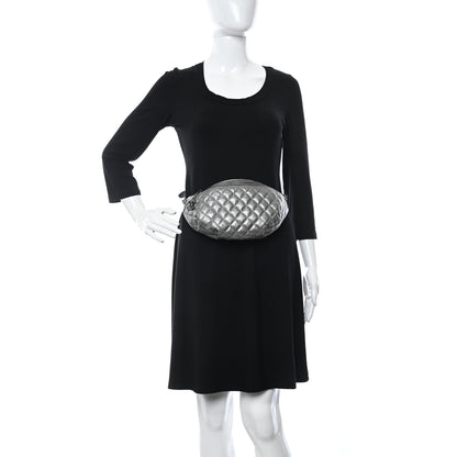 Chanel Metallic Calfskin Quilted Banane Waist Bag Fanny Pack Dark Silver 2 of 10
