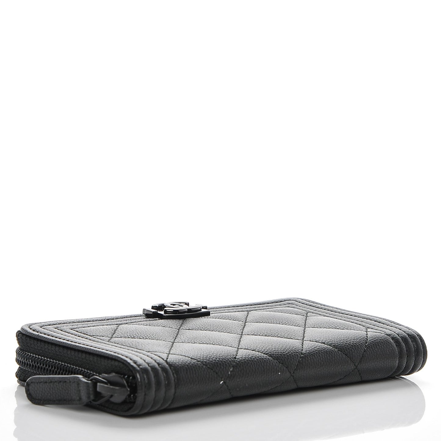 Caviar Quilted Boy Small Zip Around Wallet So Black