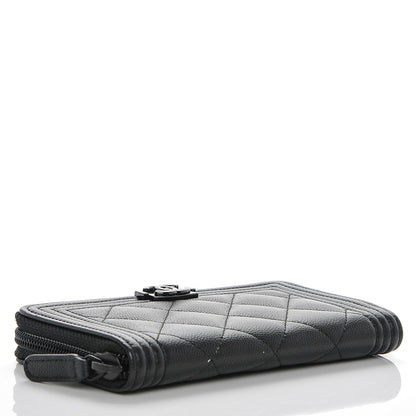Chanel Caviar Quilted Boy Small Zip Around Wallet So Black 4 of 7