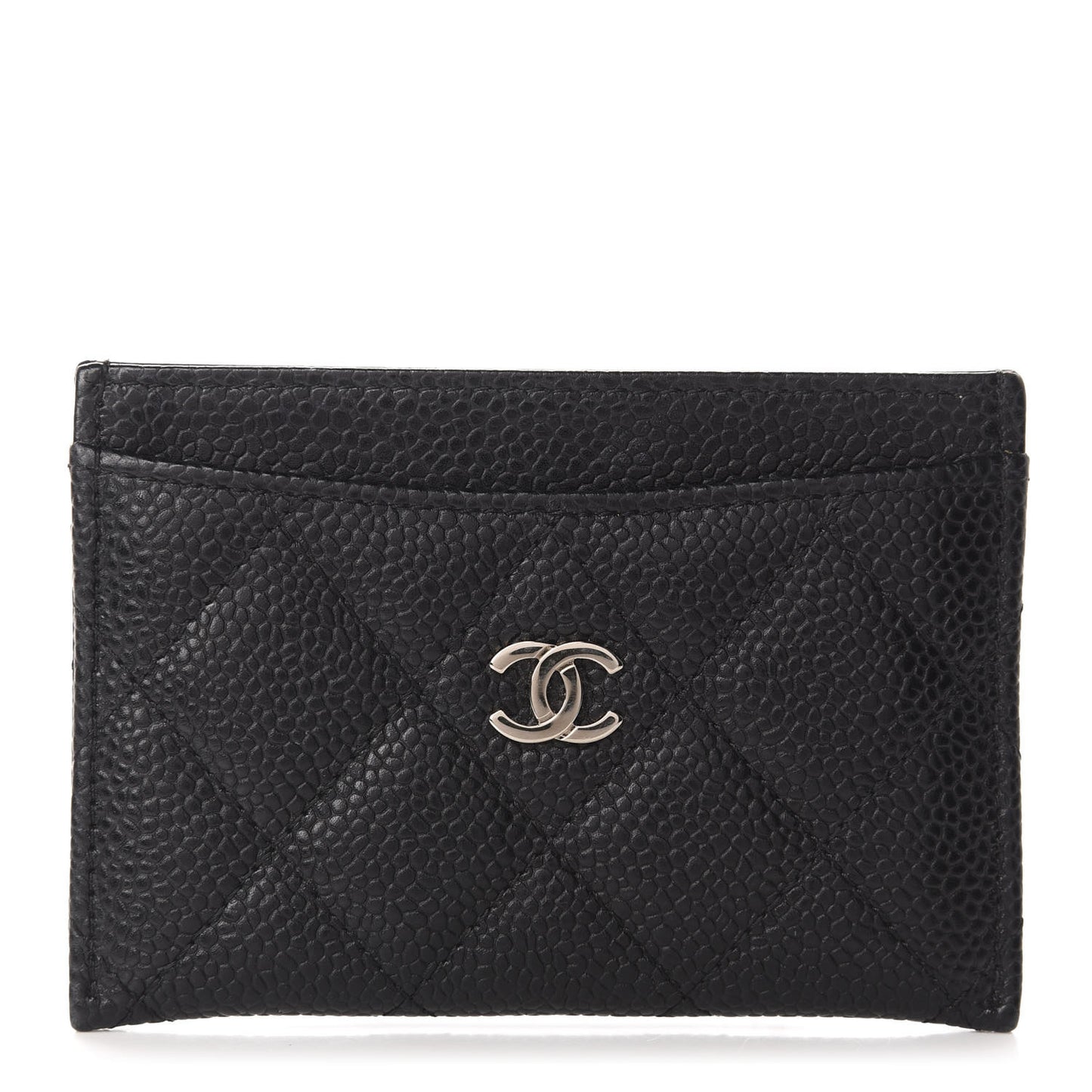 Caviar Quilted Card Holder Black