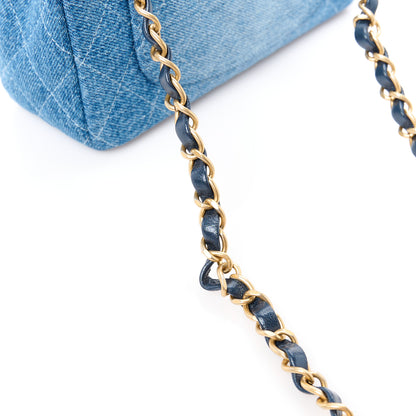 Chanel Washed Denim Quilted Mini Rectangular Flap Blue 13 of 15