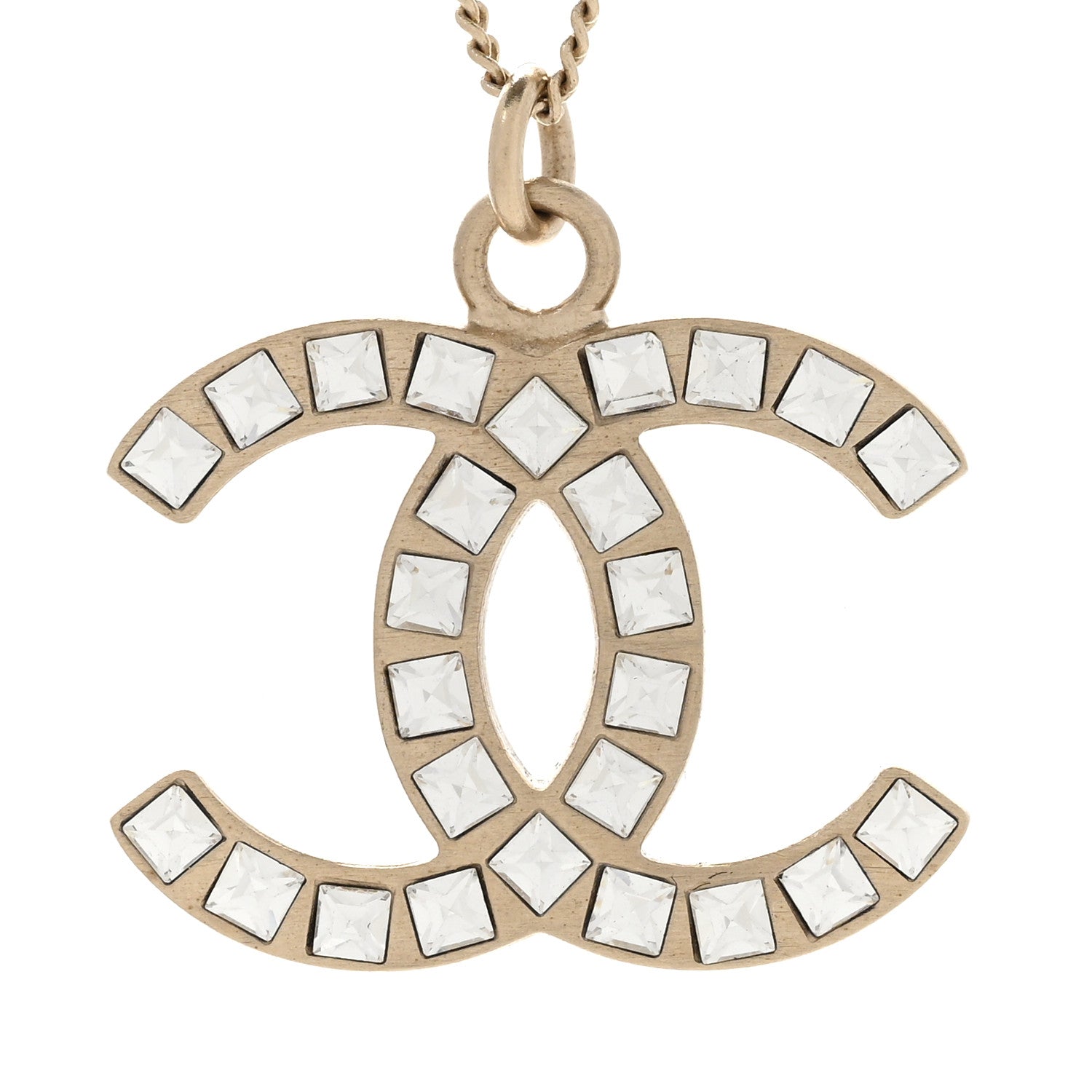Chanel Baguette Crystal CC Necklace Light Gold 4 of 6