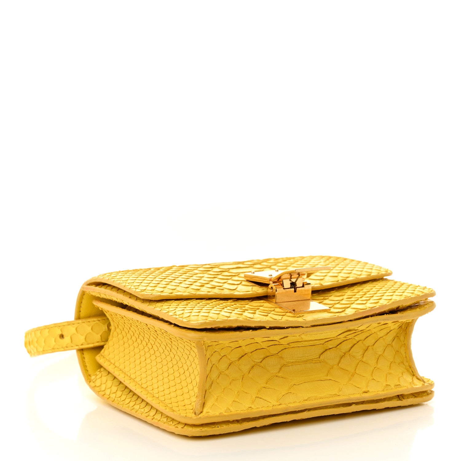 Celine Snakeskin Small Classic Box Flap Bag Yellow 1654337