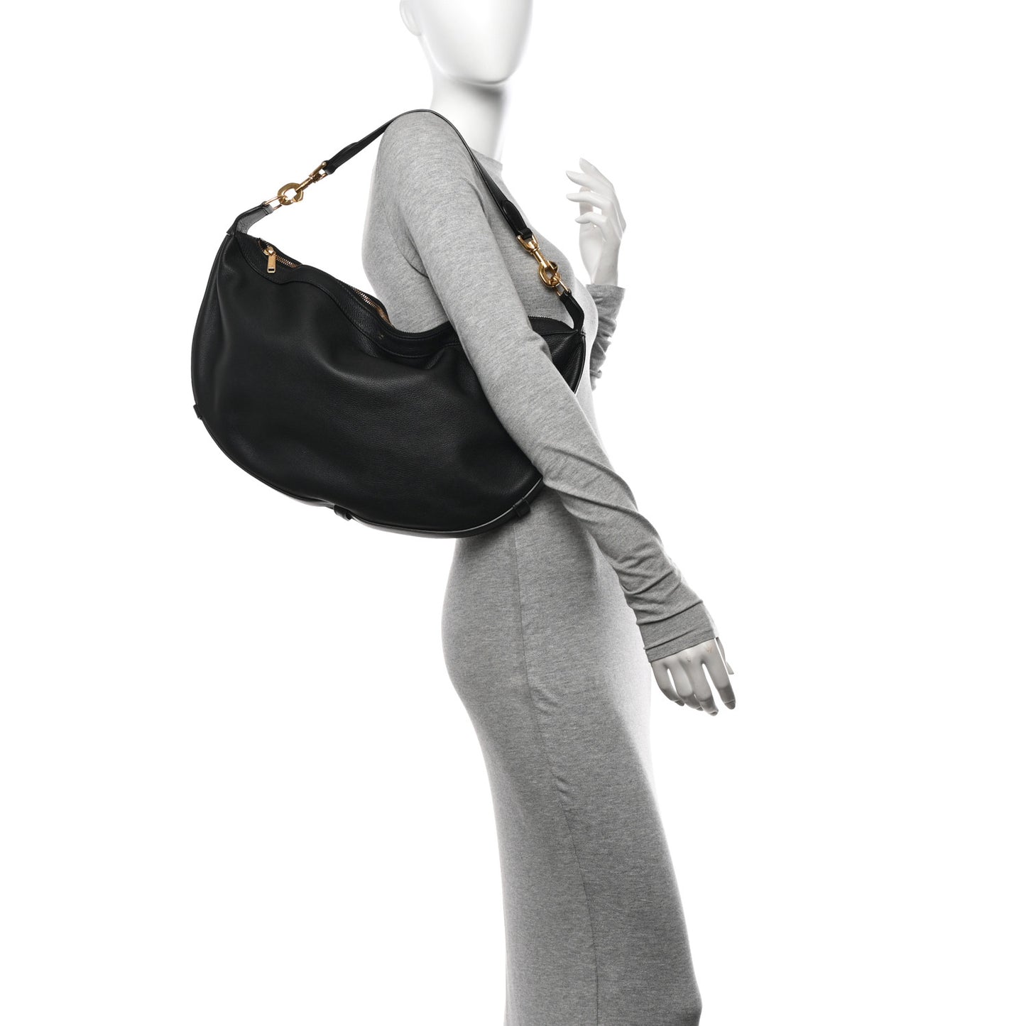 Supple Calfskin Medium Strap Leandre Shoulder Bag Black