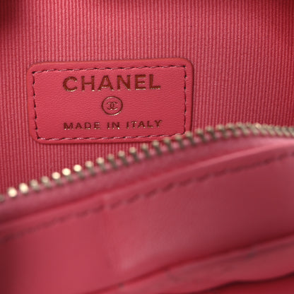 Chanel Lambskin Quilted CC In Love Heart Waist Belt Bag With Chain Pink 6 of 11
