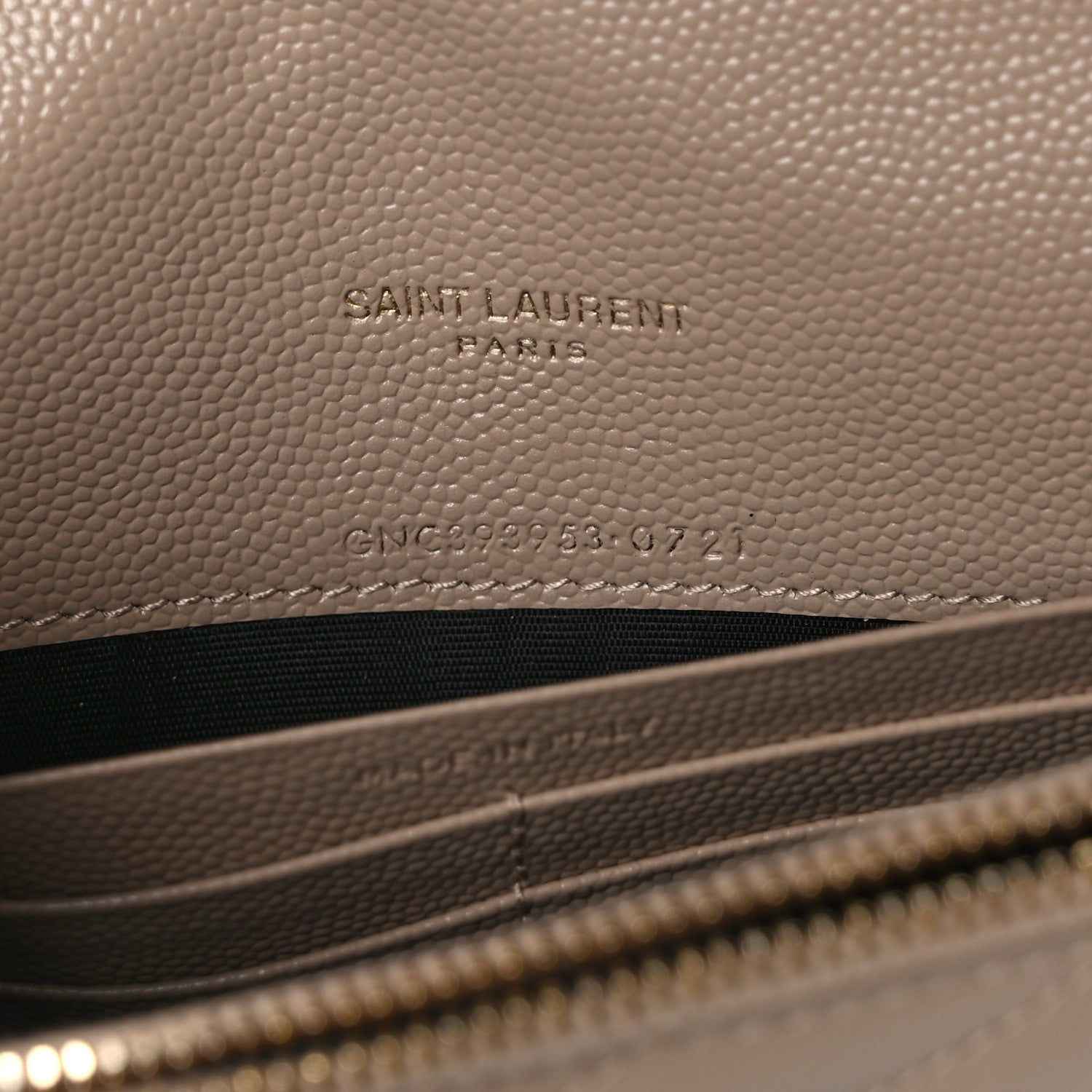 Saint Laurent Grain De Poudre Matelasse Chevron Monogram Envelope Chain Wallet Nude Powder 7 of 10