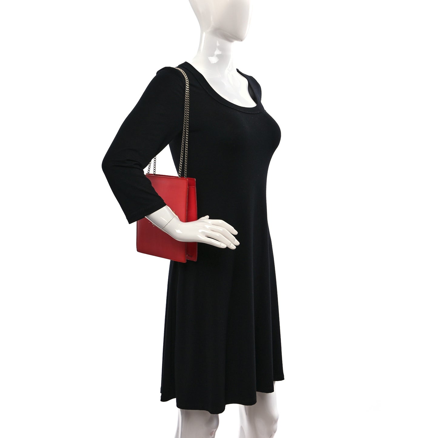 Vinyl Hologram CC Shoulder Bag Red