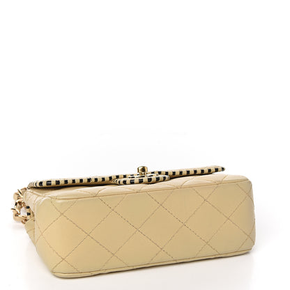 Chanel Lambskin Quilted Mini Rectangular Flap Beige 3 of 9