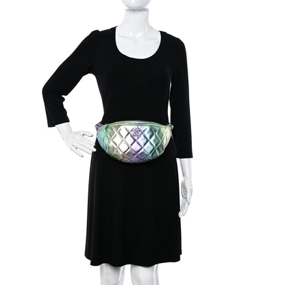 Chanel Gradient Metallic Lambskin Quilted Walking Mood Waist Bag Fanny Pack Pink Purple Green 2 of 10