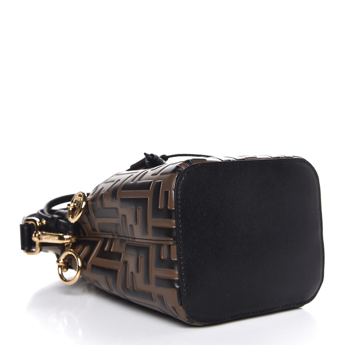 Vitello Liberty F is Fendi Bi-Color FF 1974 Embossed Mini Mon Tresor Bucket Bag Maya Black