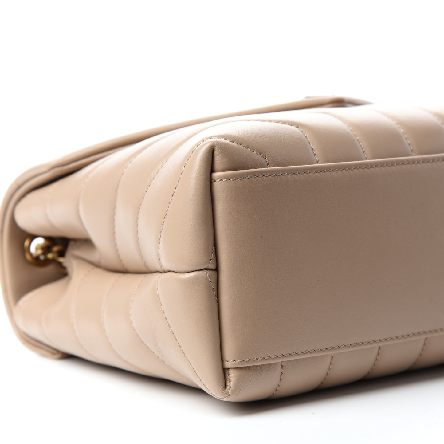 Calfskin Y Quilted Monogram Small Loulou Chain Satchel Dark Beige