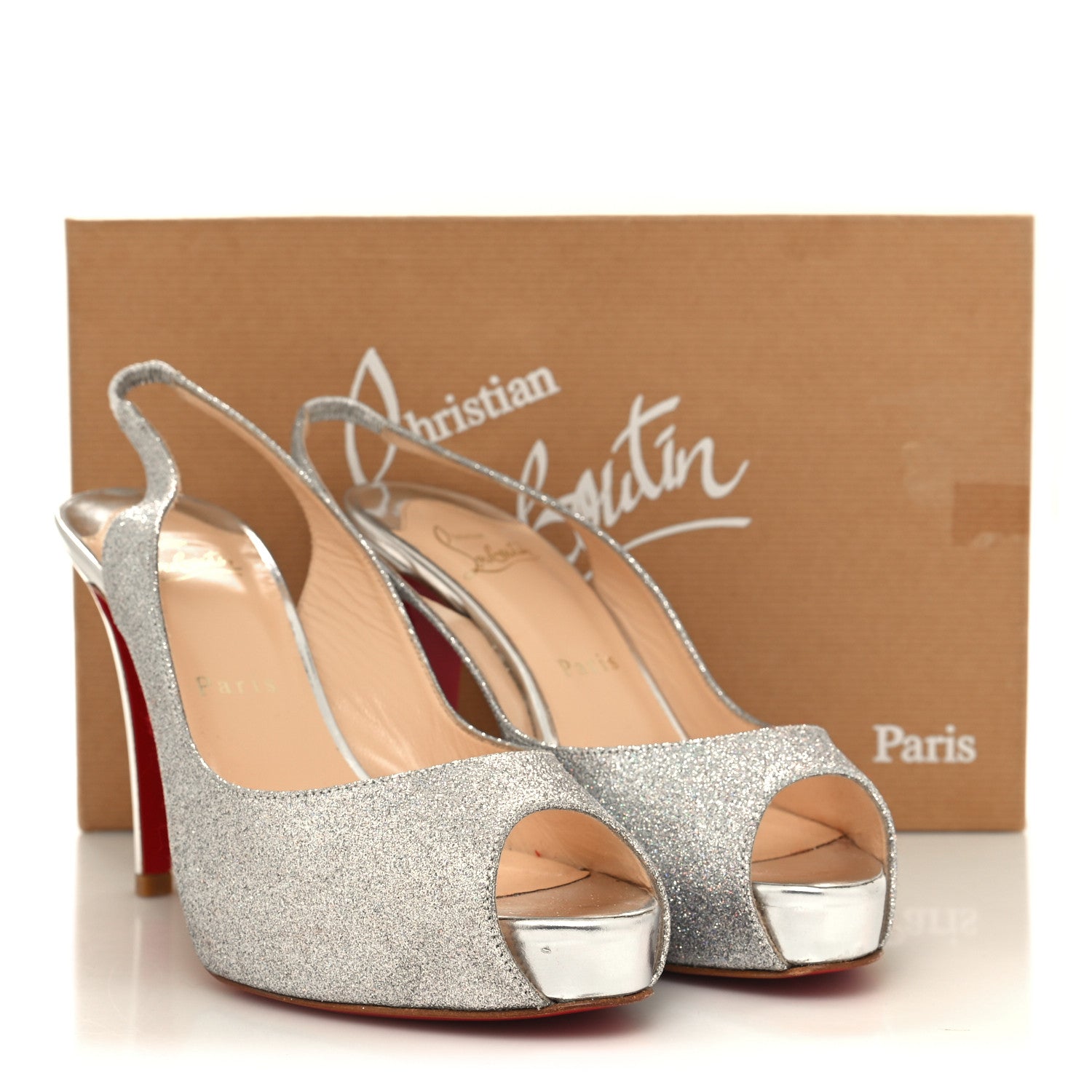 Christian Louboutin グリッターシルバーハイヒール　37 Christian Louboutin Glitter No Prive 100 Pumps 37 Silver 1389729