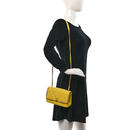 Chanel Lambskin Enamel Strass Quilted Mini Paris Monaco Flap Yellow 2 of 9