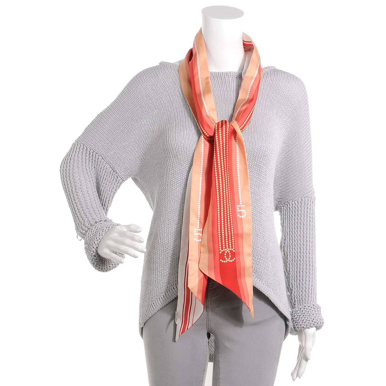 Chanel Silk Pearl CC N°5 Scarf Red Orange 2 of 6