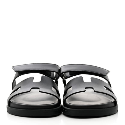 Hermes Calfskin Womens Chypre Sandals 37.5 Black 2 of 9