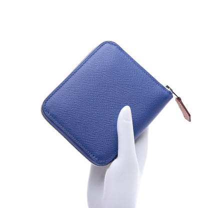 Hermes Epsom Silk'In Compact Wallet Bleu Brighton 2 of 12
