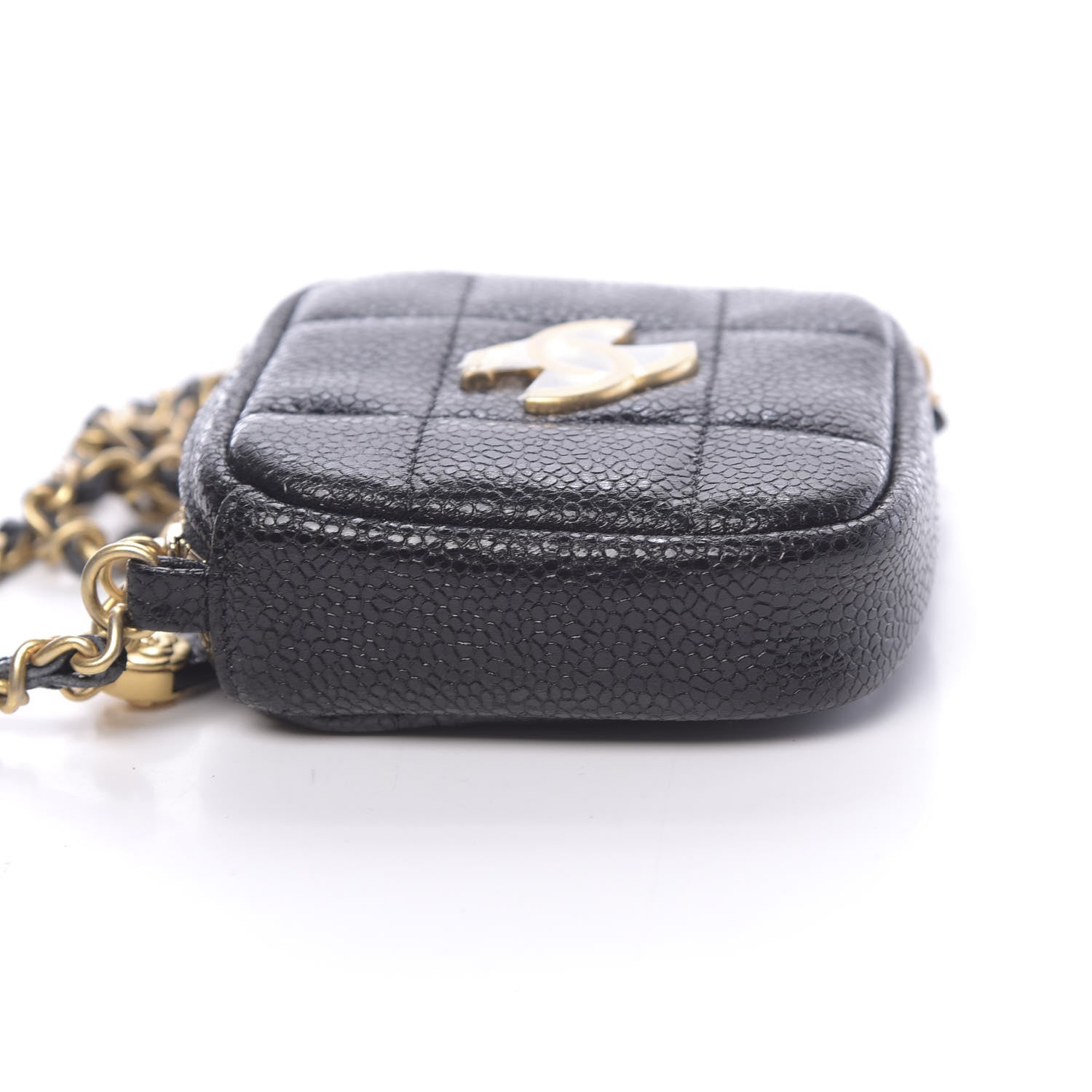 Chanel Caviar Quilted Diamond Coin Purse With Chain Black 8 of 11