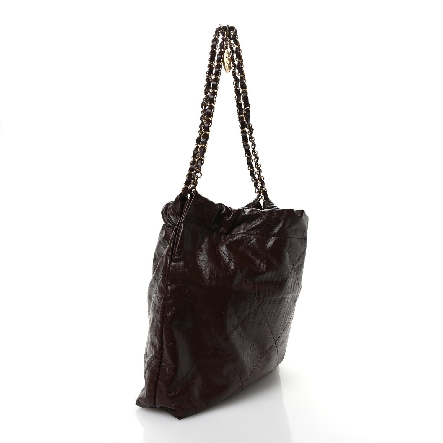 Chanel Shiny Calfskin Quilted Small Chanel 22 Dark Brown 4 of 11