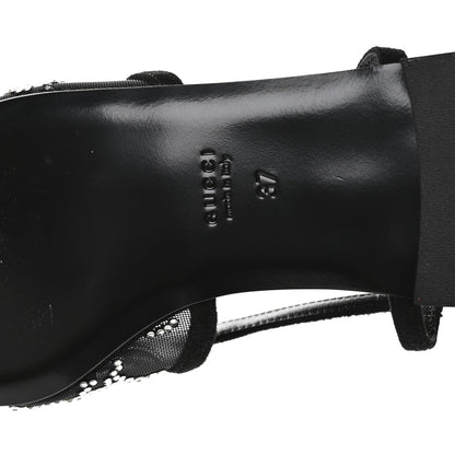 Gucci Tela Retino Kid Scamosciato Crystal GG Monogram Square Demi Ballet Flats 37 Black 7 of 11