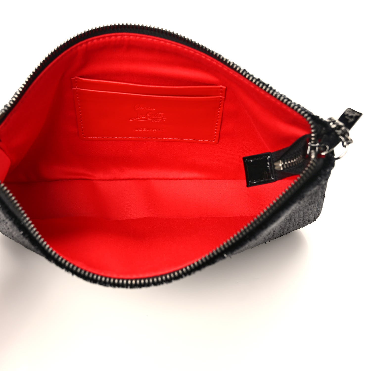 Christian Louboutin Patent Velour Loubila Chain Clutch Black 5 of 8