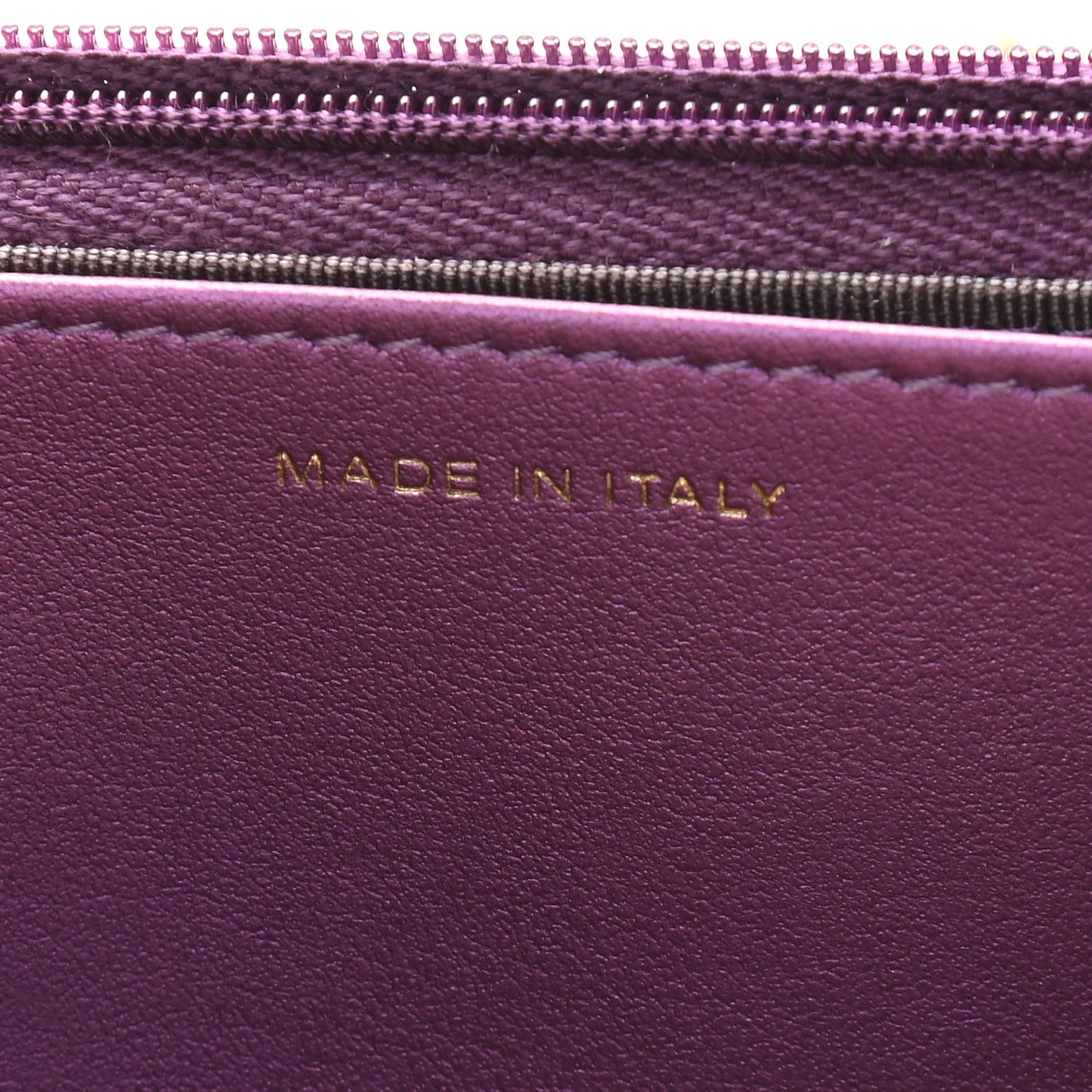 Iridescent Lambskin Quilted Wallet On Chain WOC Dark Purple