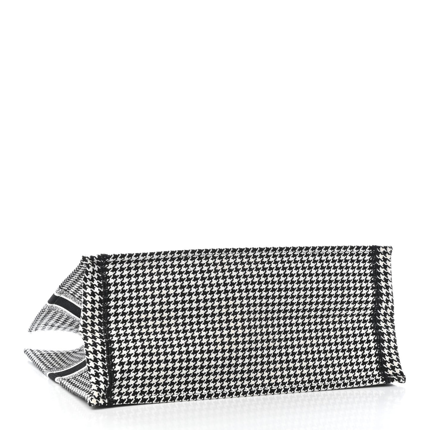 Canvas Houndstooth Embroidered Book Tote Black White