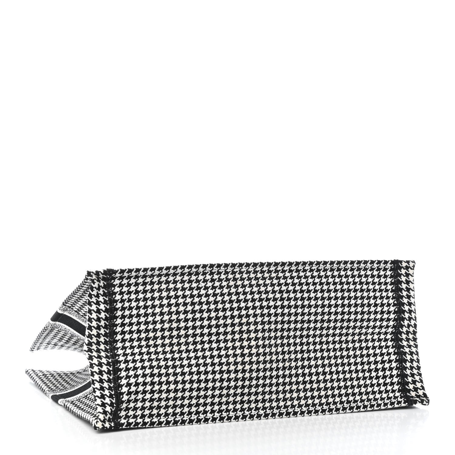 Christian Dior Canvas Houndstooth Embroidered Book Tote Black White 3 of 4