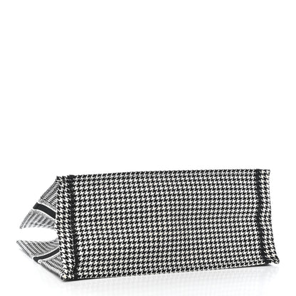 Christian Dior Canvas Houndstooth Embroidered Book Tote Black White 3 of 4