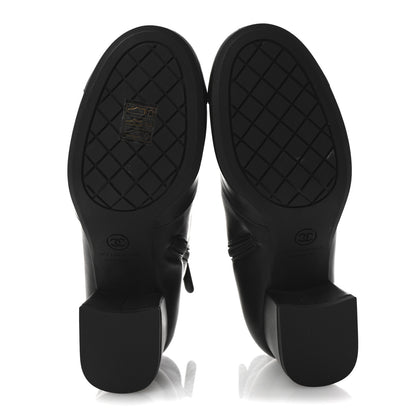 Chanel Stretch Lambskin Cap Toe CC Short Boots 37.5 Black 6 of 10