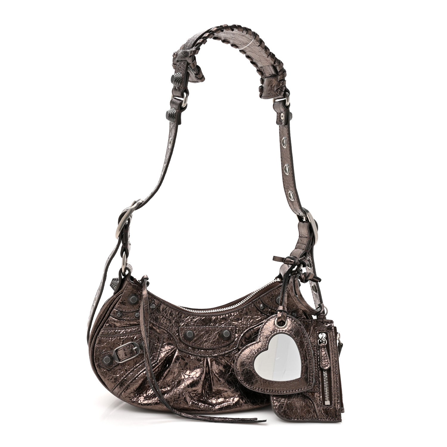 Balenciaga Metallic Agneau Arena Le Cagole Shoulder Bag XS Dark