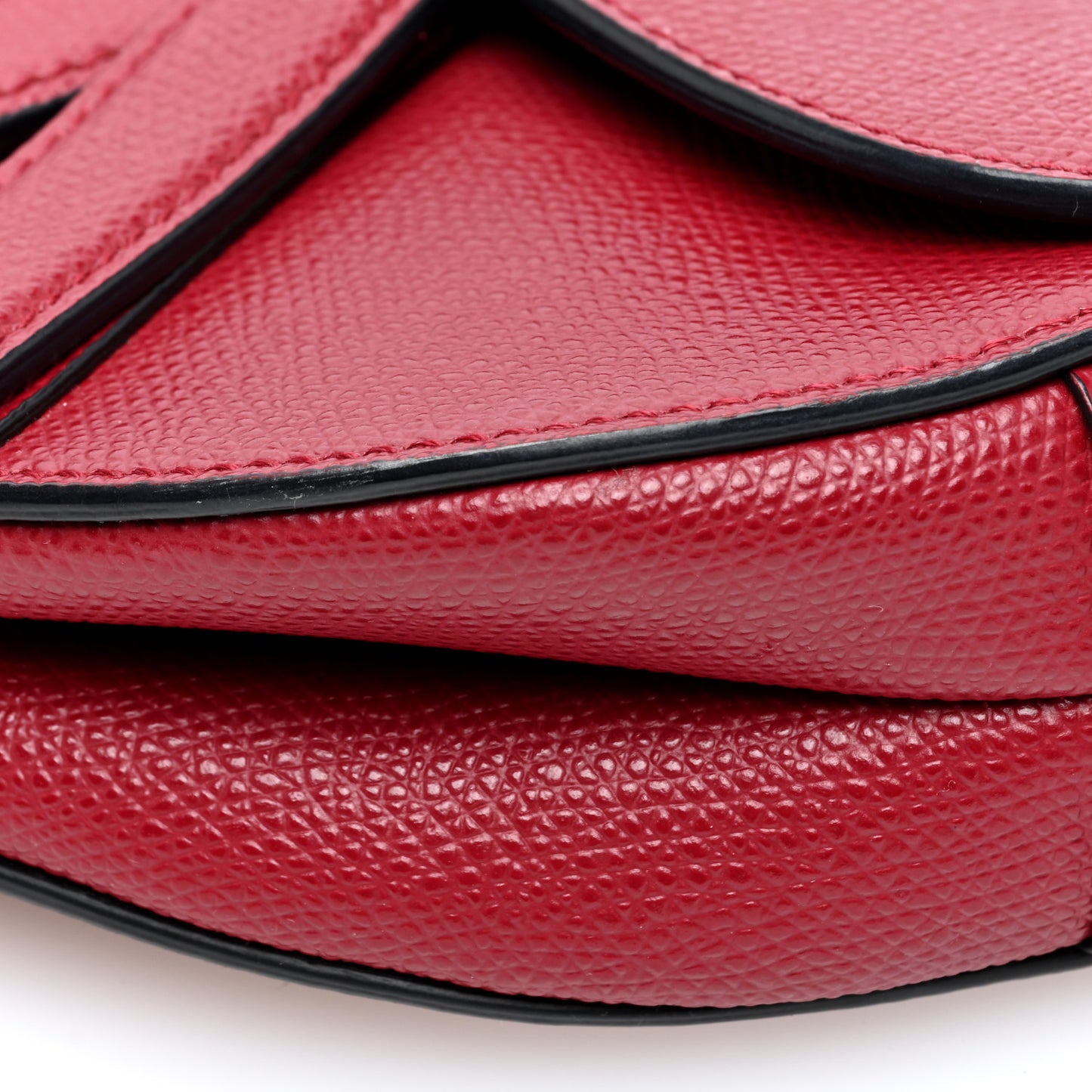 Grained Calfskin Mini Saddle Bag Red