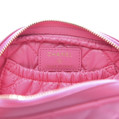 Chanel Caviar Quilted Small Curvy Pouch Cosmetic Case Pink 6 of 10