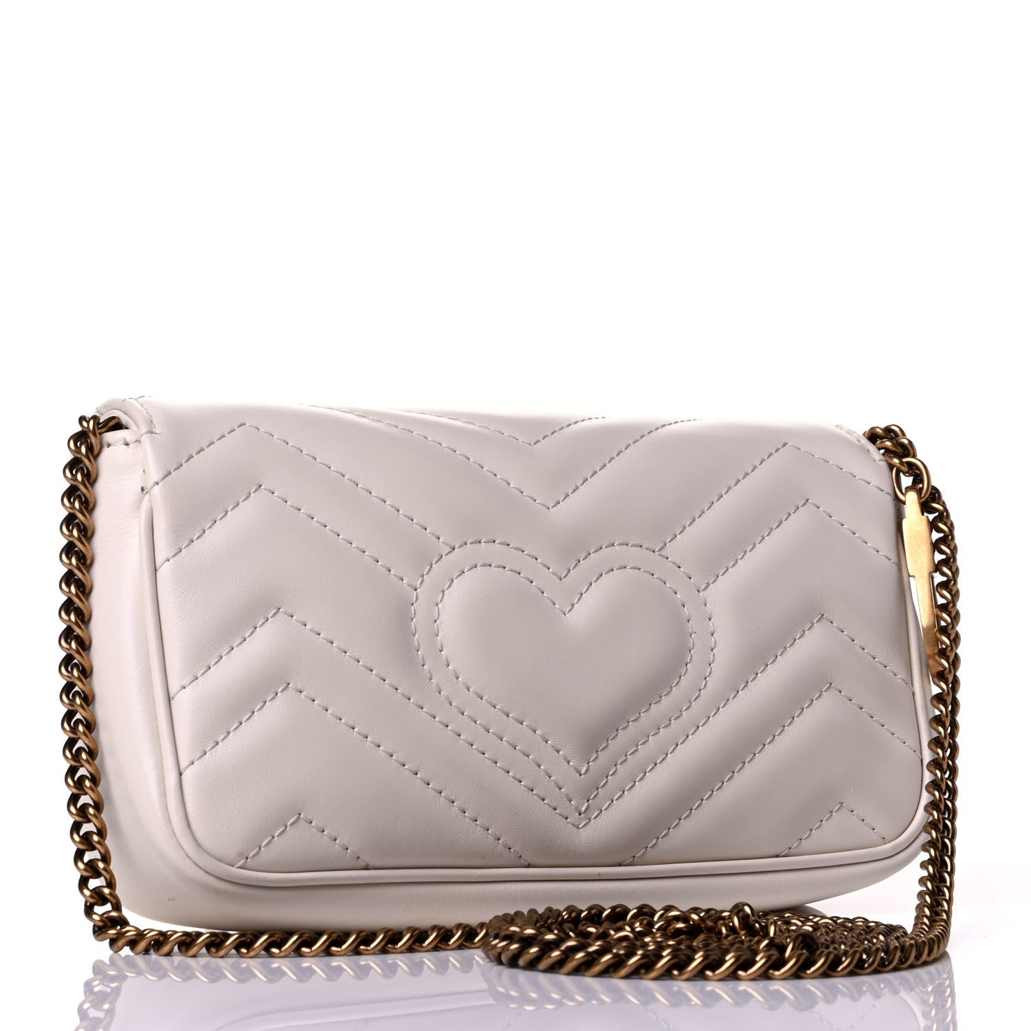 Gucci Calfskin Matelasse Super Mini GG Marmont Shoulder Bag White 1 of 5