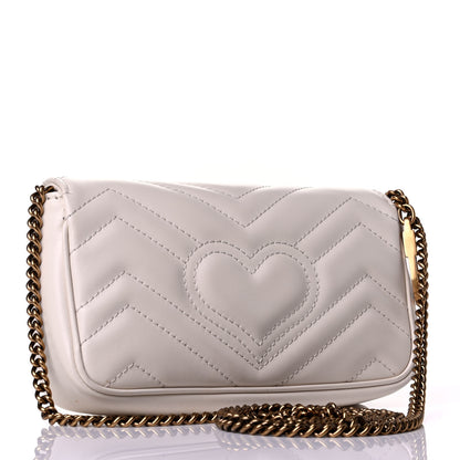 Gucci Calfskin Matelasse Super Mini GG Marmont Shoulder Bag White 1 of 5