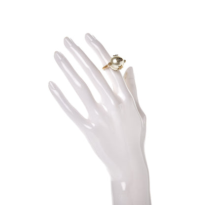 Christian Dior Spinning Pearl Tresor De Tribal Ring M Aged Gold 2 of 4