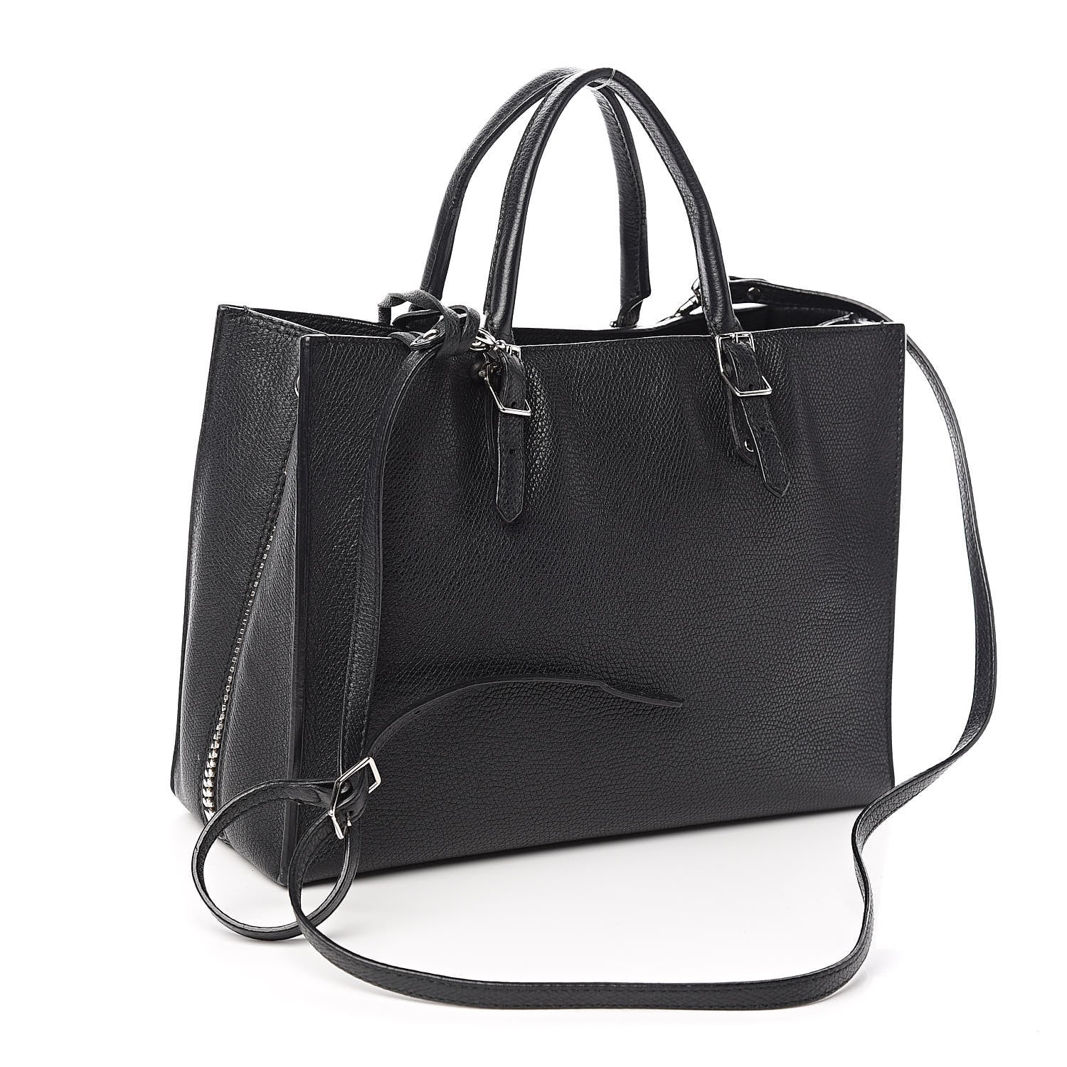 Balenciaga Grained Calfskin Plate Hardware Papier A6 Zip Around Tote Black 3 of 12